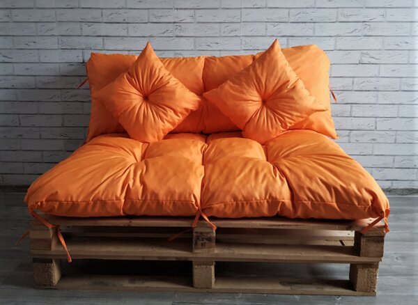 Polstr CARLOS SET - sedák 120x80 cm, opěrka 120x40 cm, 2x polštáře 30x30 cm, oranžová, Mybesthome