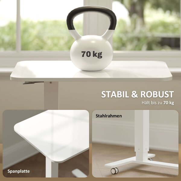 HOMCOM Výškově nastavitelný stolek na notebook 65 x 70-110 x 48 cm bílá