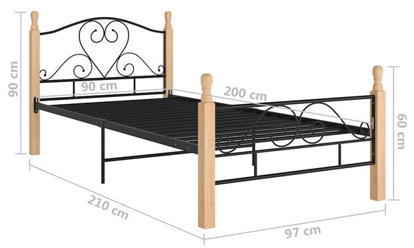 Rám postele černý kov 90 x 200 cm 324939