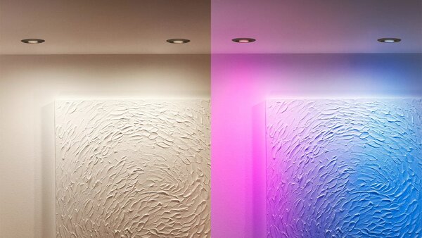 Philips LED bodové svítidlo GU10, sada s RGB žárovkou, černá, 3 režimy