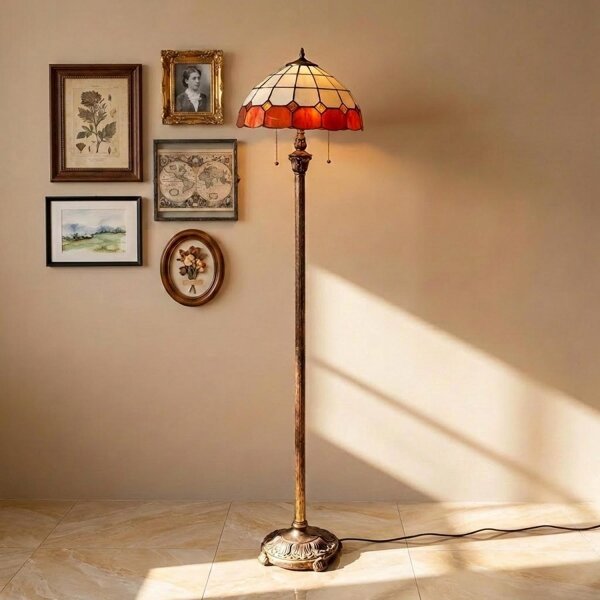 Brilagi - Tiffany vitrážová stojací lampa SIENNA 2xE27/60W/230V