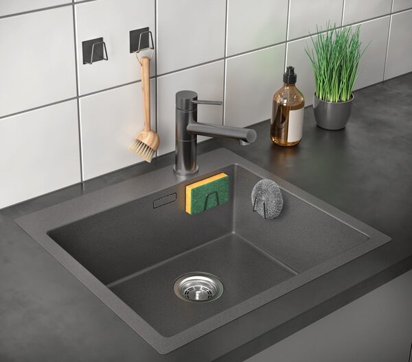 Kovový držák na houbičku bez vrtání – Metaltex