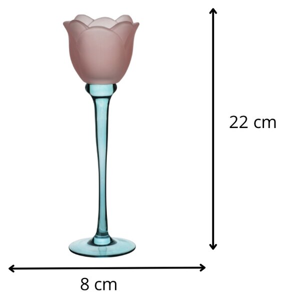 Mondex Svícen Julietta 22 cm modrý/růžový