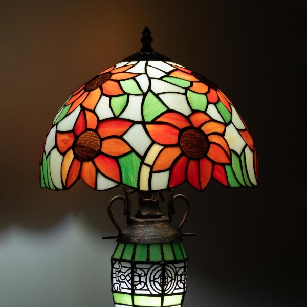 Brilagi - Tiffany vitrážová stolní lampa SUNFLOWER 1xE27/60W/230V + 1xE14/40W