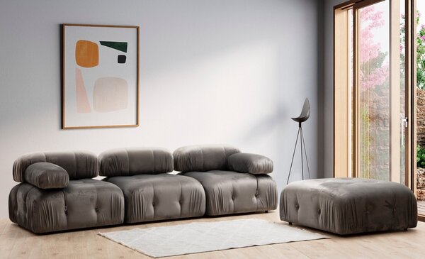 Hanah Home Taburet Bubble 95 cm samet šedý