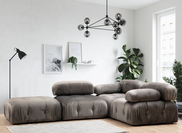 Hanah Home Taburet Bubble 95 cm samet šedý