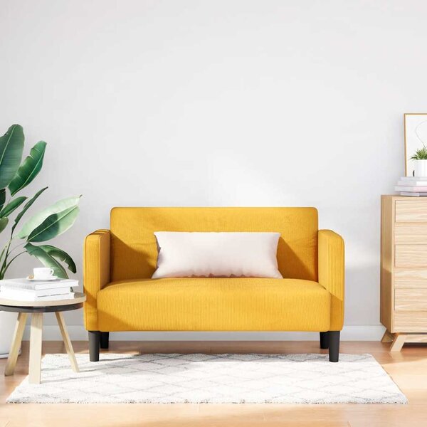 Loveseat Sofa světle žluté 109 cm manšestrová tkanina