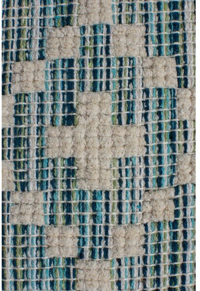 Béžovo-modrý bavlněný běhoun Flair Rugs Leela, 60 x 200 cm