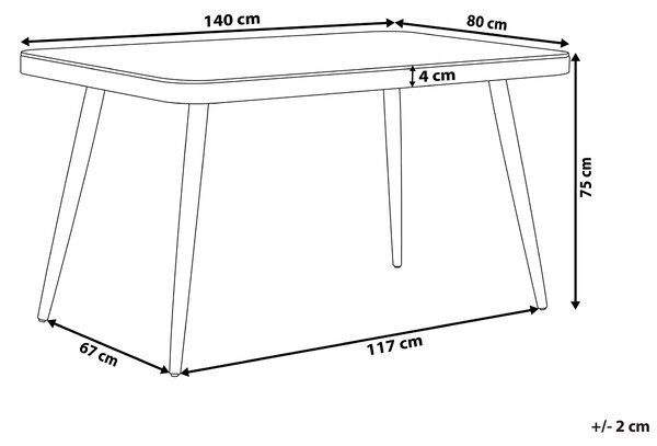 Zahradní jídelní stůl LIPARI 140 cm 80 cm Sklo Šedá
