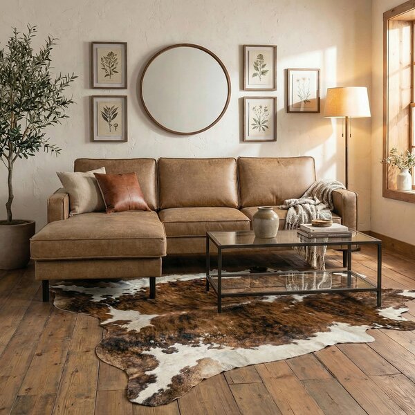 ROHOVÁ SEDAČKA, textil, kůže, béžová Livetastic - Sedací soupravy, Online Only