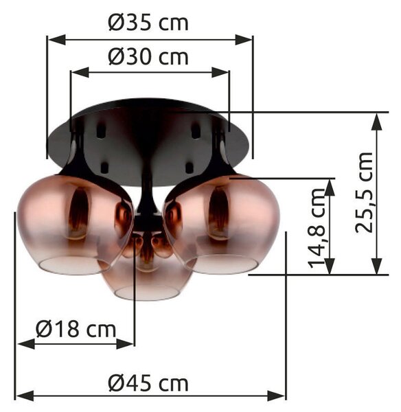 STROPNÍ SVÍTIDLO, 45/25,5 cm Globo - Online Only svítidla, Online Only
