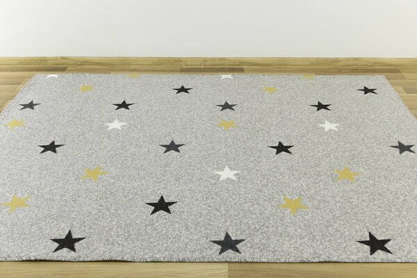 Balta Kusový koberec Stars Mix Hvězdy světle šedý Rozměr: 150x300 cm