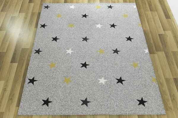 Balta Kusový koberec Stars Mix Hvězdy světle šedý Rozměr: 150x300 cm