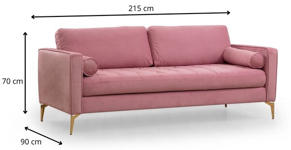 Hanah Home Třímístná pohovka Rome 215 cm růžová
