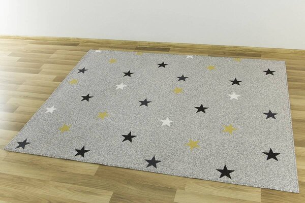 Balta Kusový koberec Stars Mix Hvězdy světle šedý Rozměr: 150x300 cm