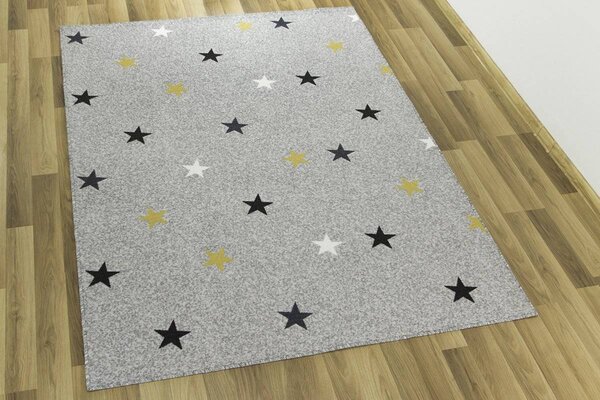 Balta Kusový koberec Stars Mix Hvězdy světle šedý Rozměr: 150x300 cm
