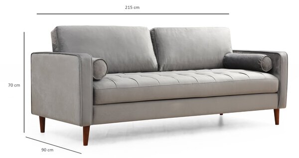 Hanah Home Třímístná pohovka Rome 215 cm světle šedá