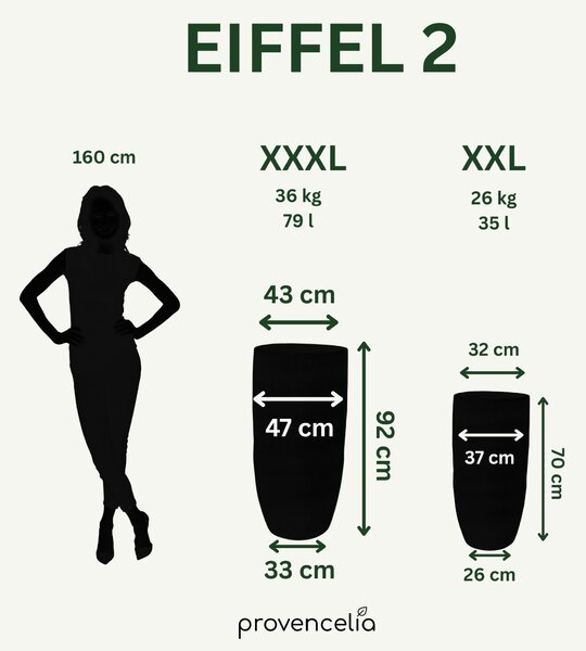 Vysoký keramický květináč Eiffel2 - Khaki – ručně vyráběný květináč XXL (37 x 70 cm)