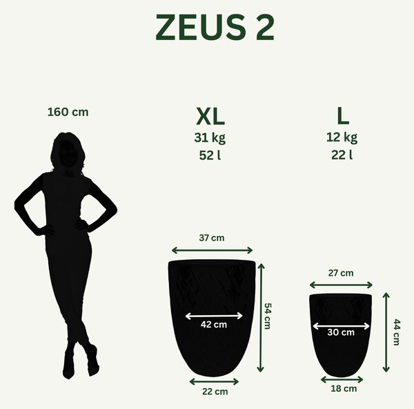 Vzorovaný keramický květináč Zeus 2 - Starorůžový L (30 x 44 cm)