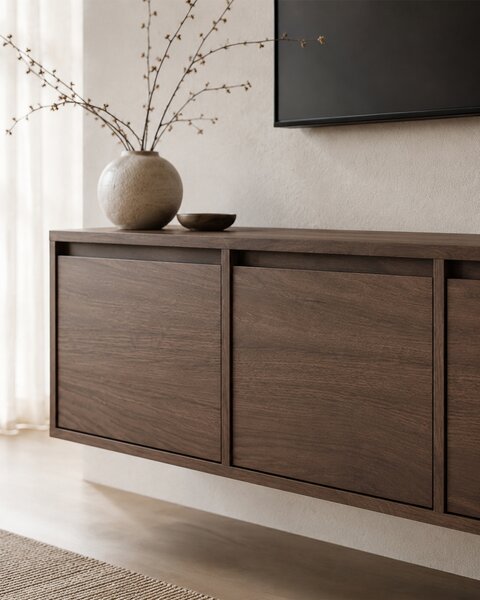 Závěsná TV skříňka Zolia 180 cm čtyřdveřová - ořech elegant
