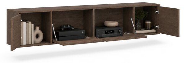 Závěsná TV skříňka Zolia 180 cm čtyřdveřová - ořech elegant
