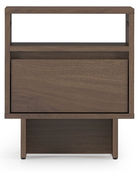 Noční stolek Zolia 40 cm s šuplíkem na soklu - elegantní ořech