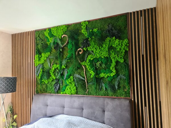 Exkluzivní mechový obraz s rostlinami 200cm x 100cm