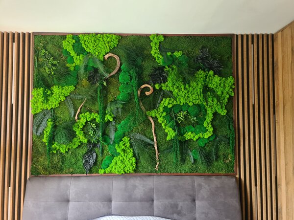 Exkluzivní mechový obraz s rostlinami 200cm x 100cm