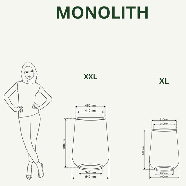 Betonový květináč MONOLITH - Hnědý XL (40cm 53 cm)