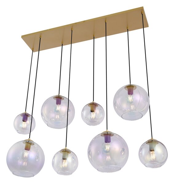 Závěsné svítidlo Art Deco zlaté s duhovým sklem 8-světelné - Sandra