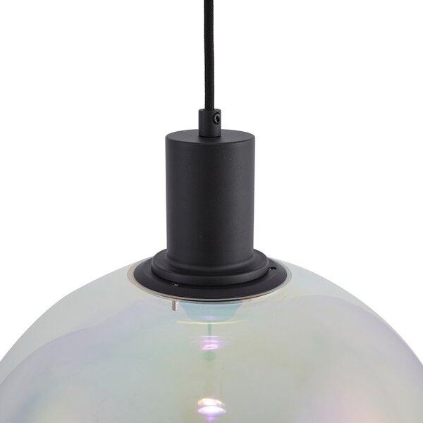 Designové závěsné svítidlo černé s duhovým sklem 35cm - Mallon