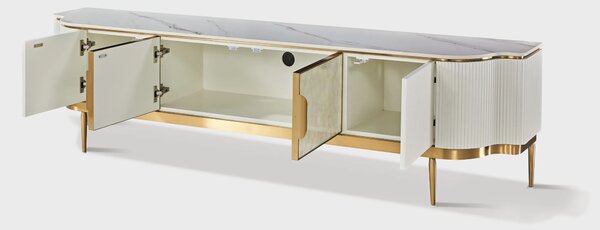 LivinHill TV stolek Stilig ST905C 200 cm bílý/zlatý/mramor