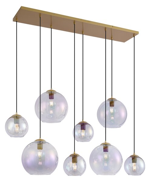 Závěsné svítidlo Art Deco zlaté s duhovým sklem 8-světelné - Sandra