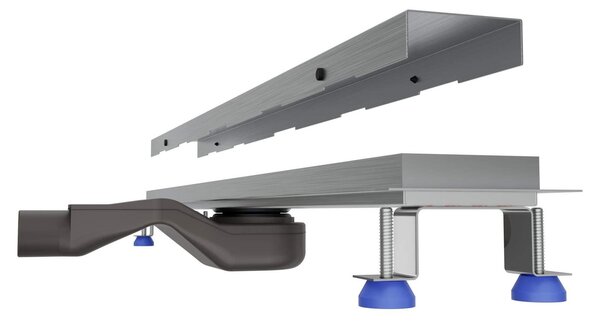 Kompletní základní sprchová vana, nerezová ocel, centrální odpad, 120 cm