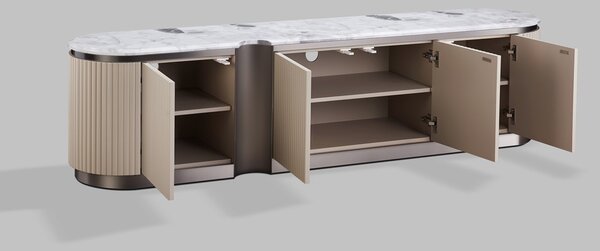 LivinHill TV stolek Stilig ST916B 200 cm mramor/krémový/zlatý