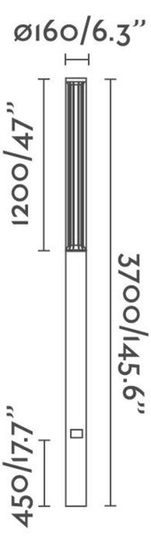 FARO SCREEN sloupková lampa, tmavě šedá, 3.7M 3000K 360st wide