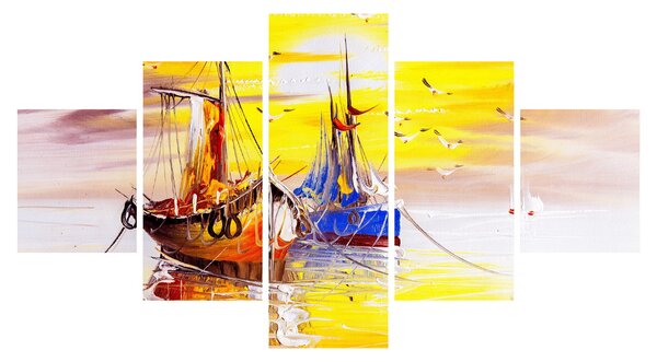 Obraz - Malba lodí (125x70 cm)