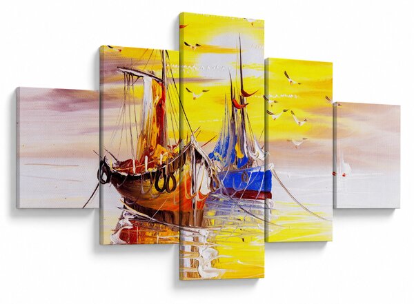 Obraz - Malba lodí (125x70 cm)