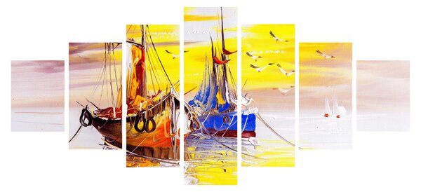 Obraz - Malba lodí (210x100 cm)