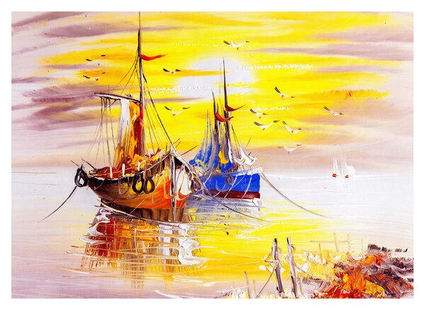 Obraz - Malba lodí (70x50 cm)