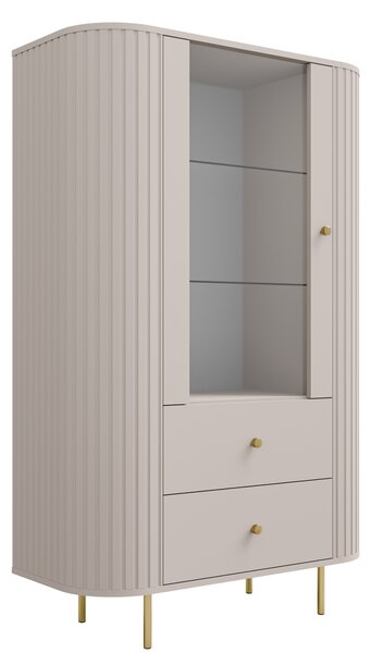 Moderní vitrína Lento 98 cm se zásuvkami - béžový pískový