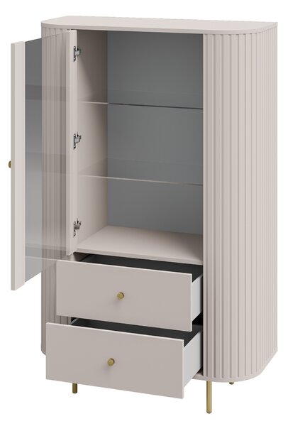 Moderní vitrína Lento 98 cm se zásuvkami - béžový pískový