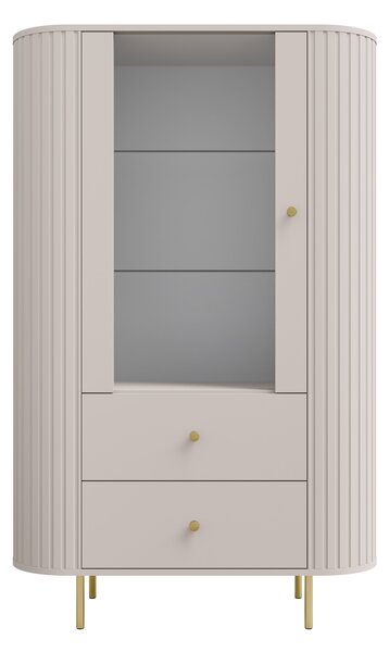 Moderní vitrína Lento 98 cm se zásuvkami - béžový pískový