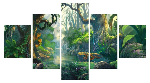 Obraz - Ilustrace tropického lesu (125x70 cm)