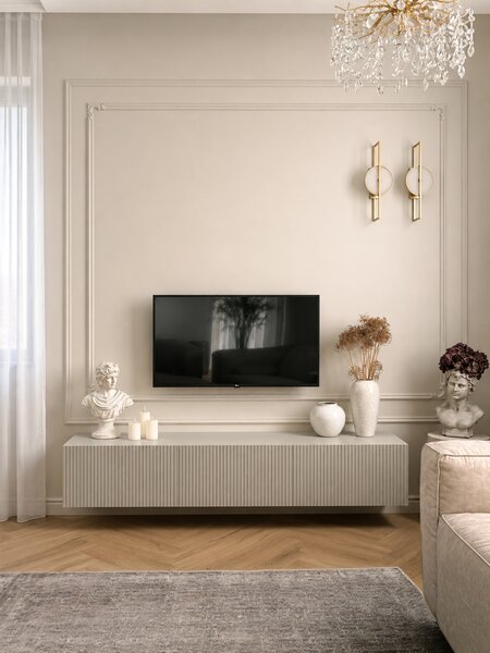 Závěsná TV skříňka Nicole 200 cm se zásuvkou - kašmír mat