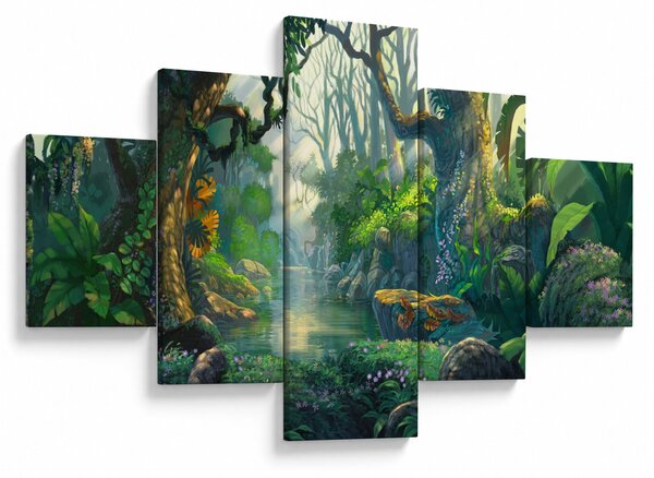Obraz - Ilustrace tropického lesu (125x70 cm)