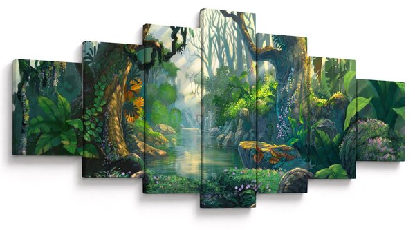 Obraz - Ilustrace tropického lesu (210x100 cm)