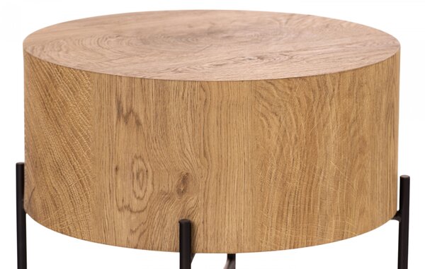 Kulatý konferenční stolek Liviano 45 cm - přírodní dub / černá