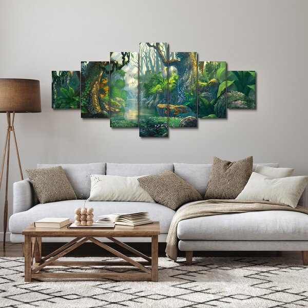 Obraz - Ilustrace tropického lesu (210x100 cm)