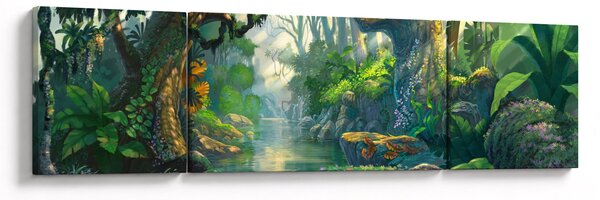 Obraz - Ilustrace tropického lesu (170x50 cm)